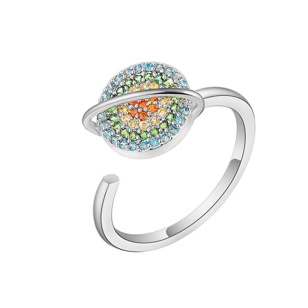 S925 Sterling Silver Ring Rotatable Planet Opening Adjustable Ring for Women - Image 4