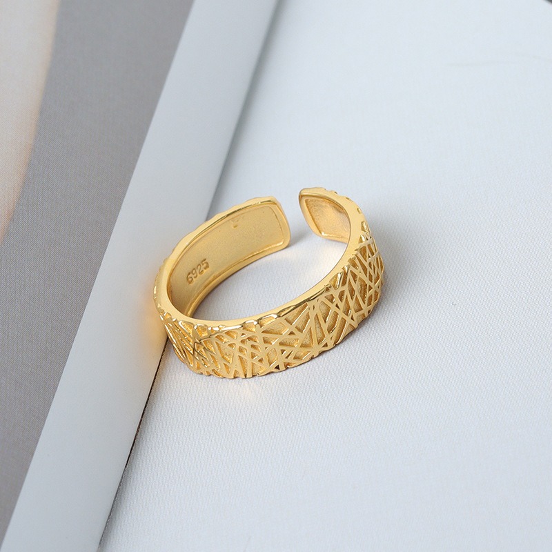 S925 sterling silver ring opening adjustable women's ring style - Image 2