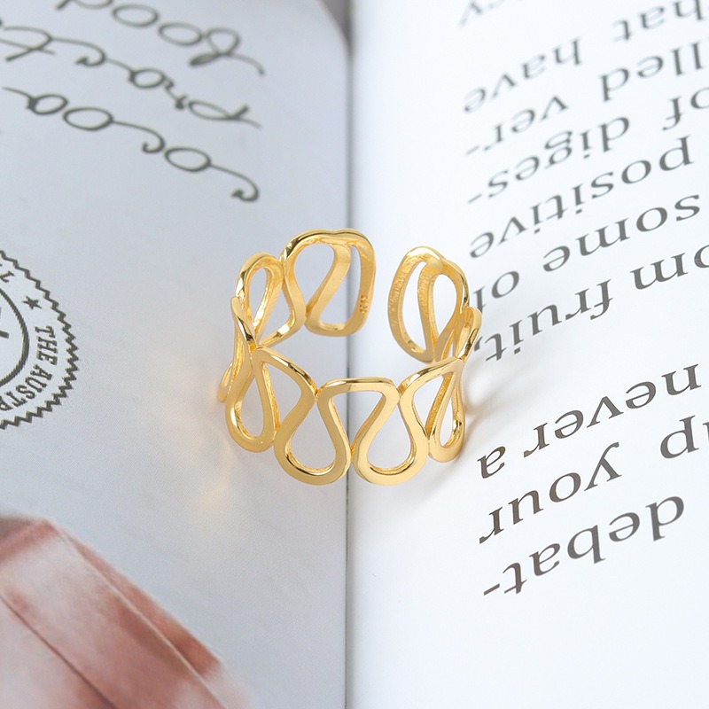 S925 sterling silver ring opening adjustable women's ring style - Image 2