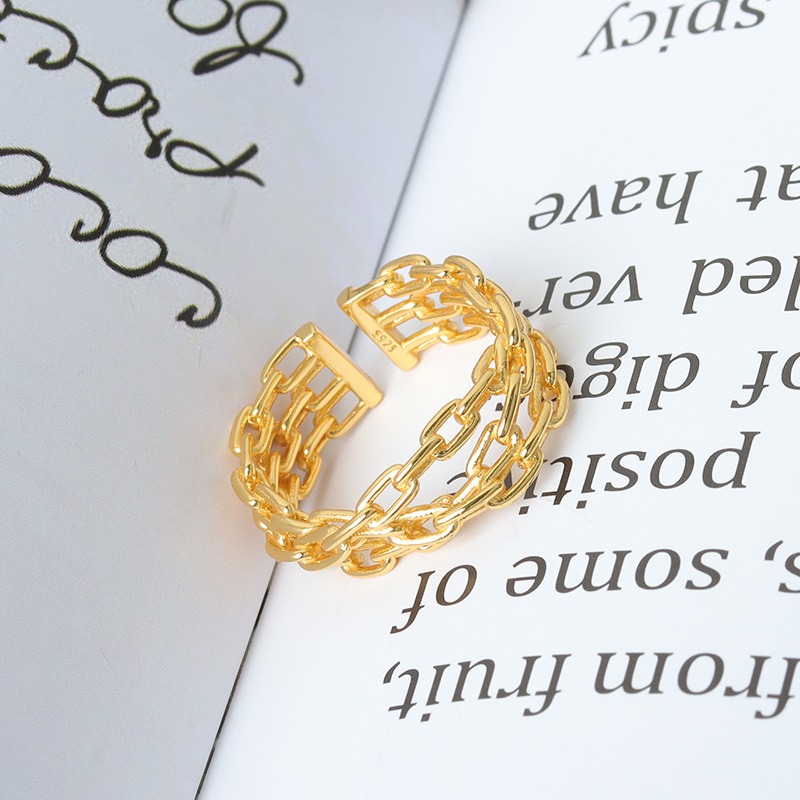S925 sterling silver ring opening adjustable women's ring style - Image 2