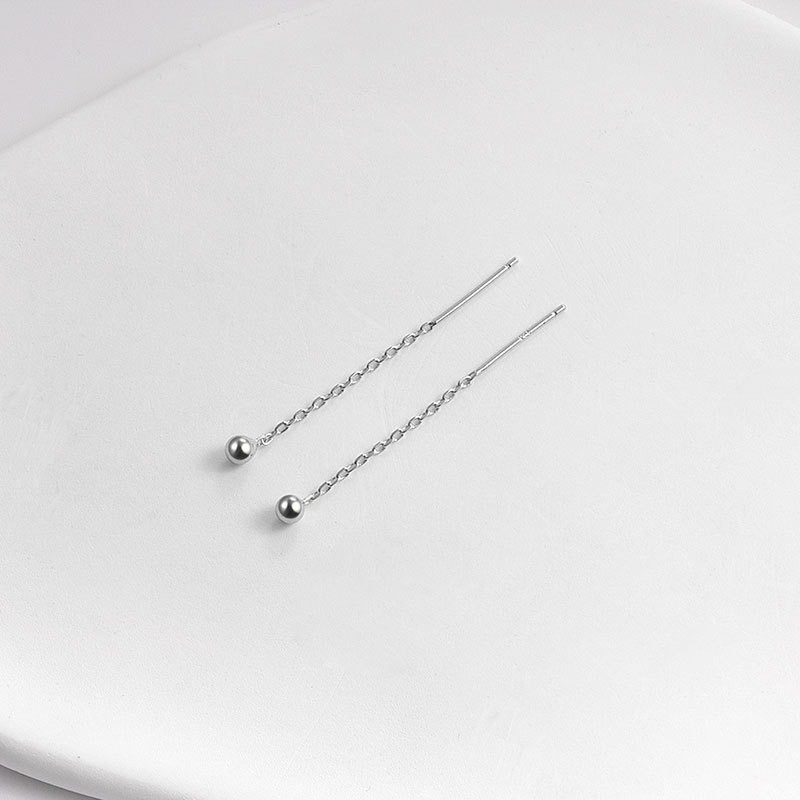 S925 sterling silver stud earrings beaded ear cord - Image 4