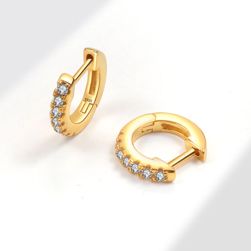 S925 sterling silver stud earrings round zircon earrings - Image 3