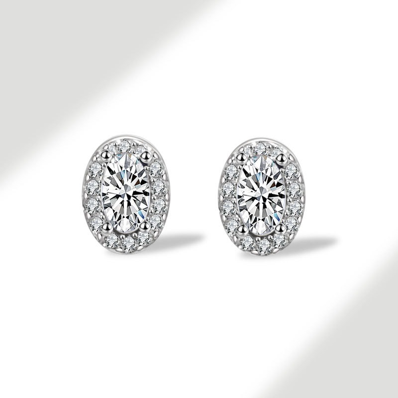 S925 sterling silver stud earrings 12th birthday oval zircon earrings - Image 5