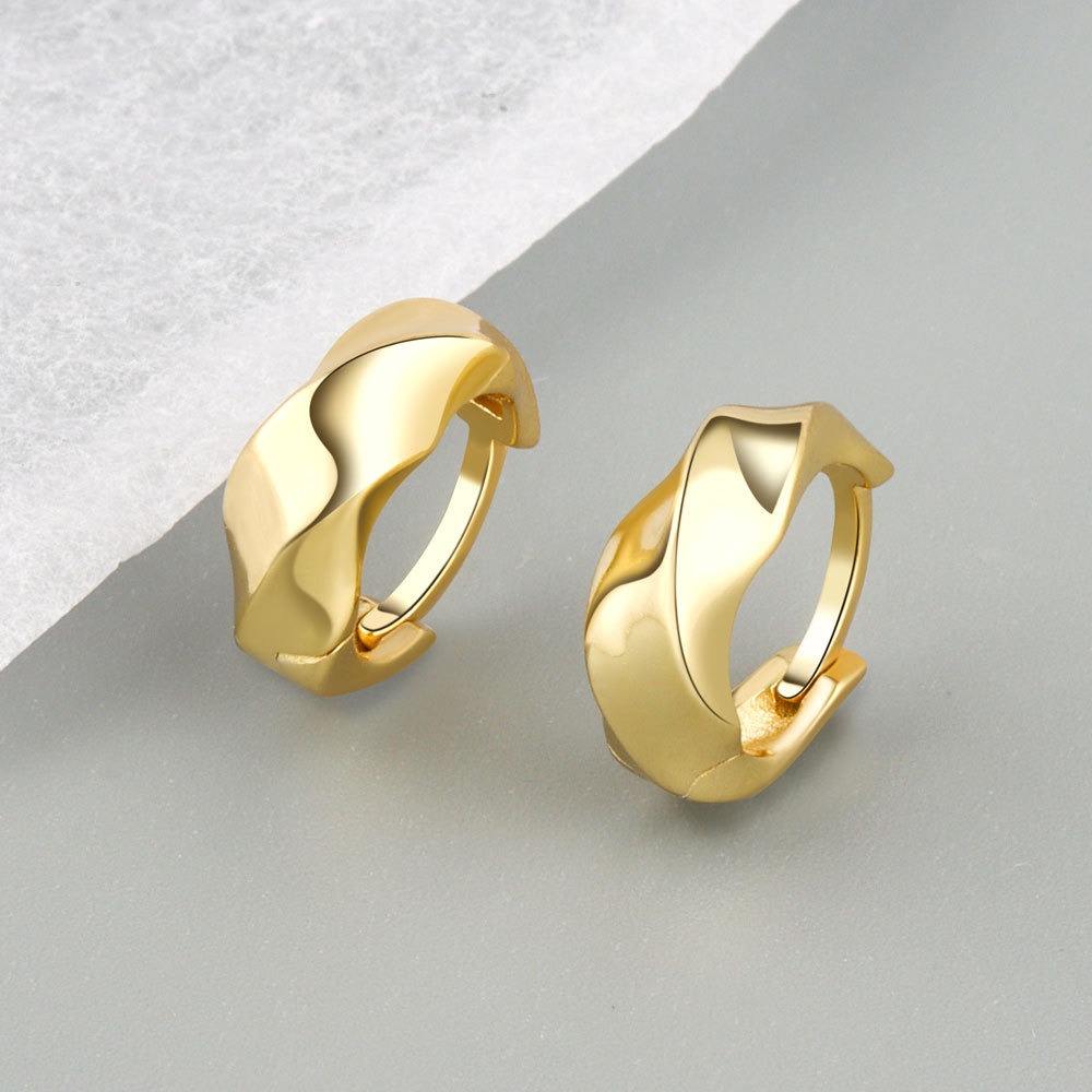 S925 sterling silver stud earrings geometric twisted glossy earrings - Image 2