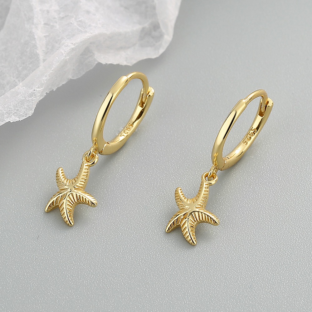 S925 sterling silver stud earrings starfish earrings - Image 2