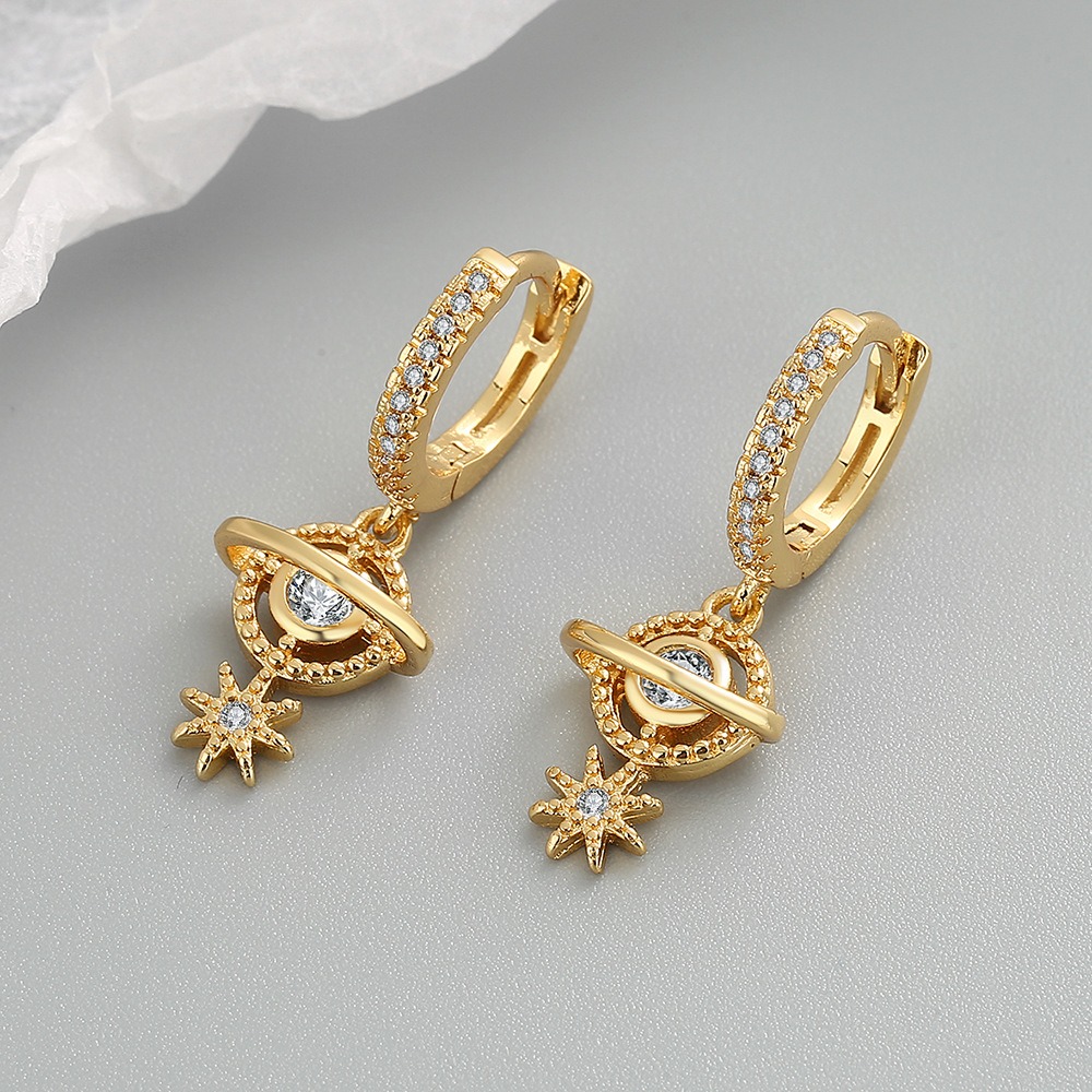 S925 sterling silver stud earrings galaxy earrings - Image 2