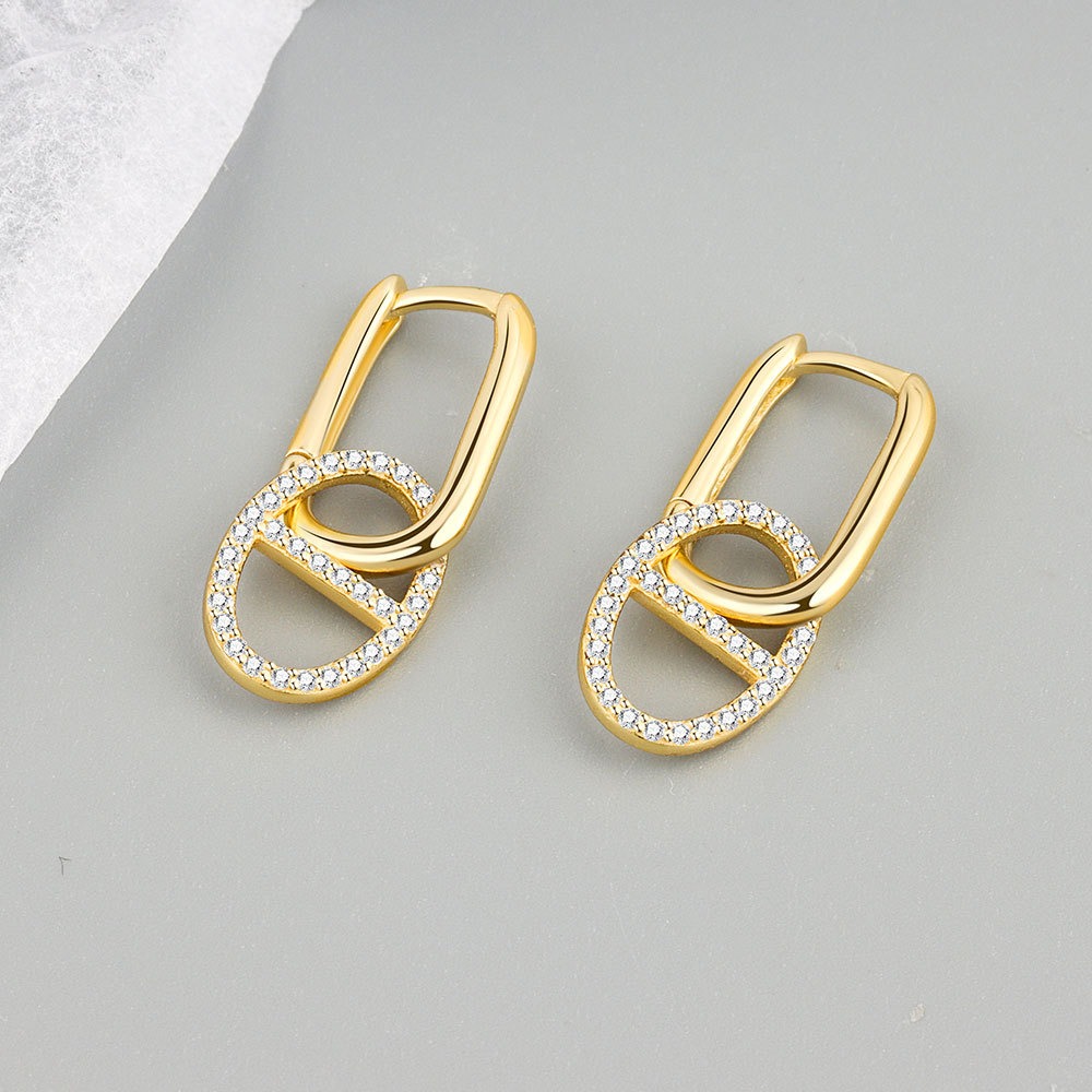 S925 sterling silver stud earrings with pig nose sailor rings - Image 2