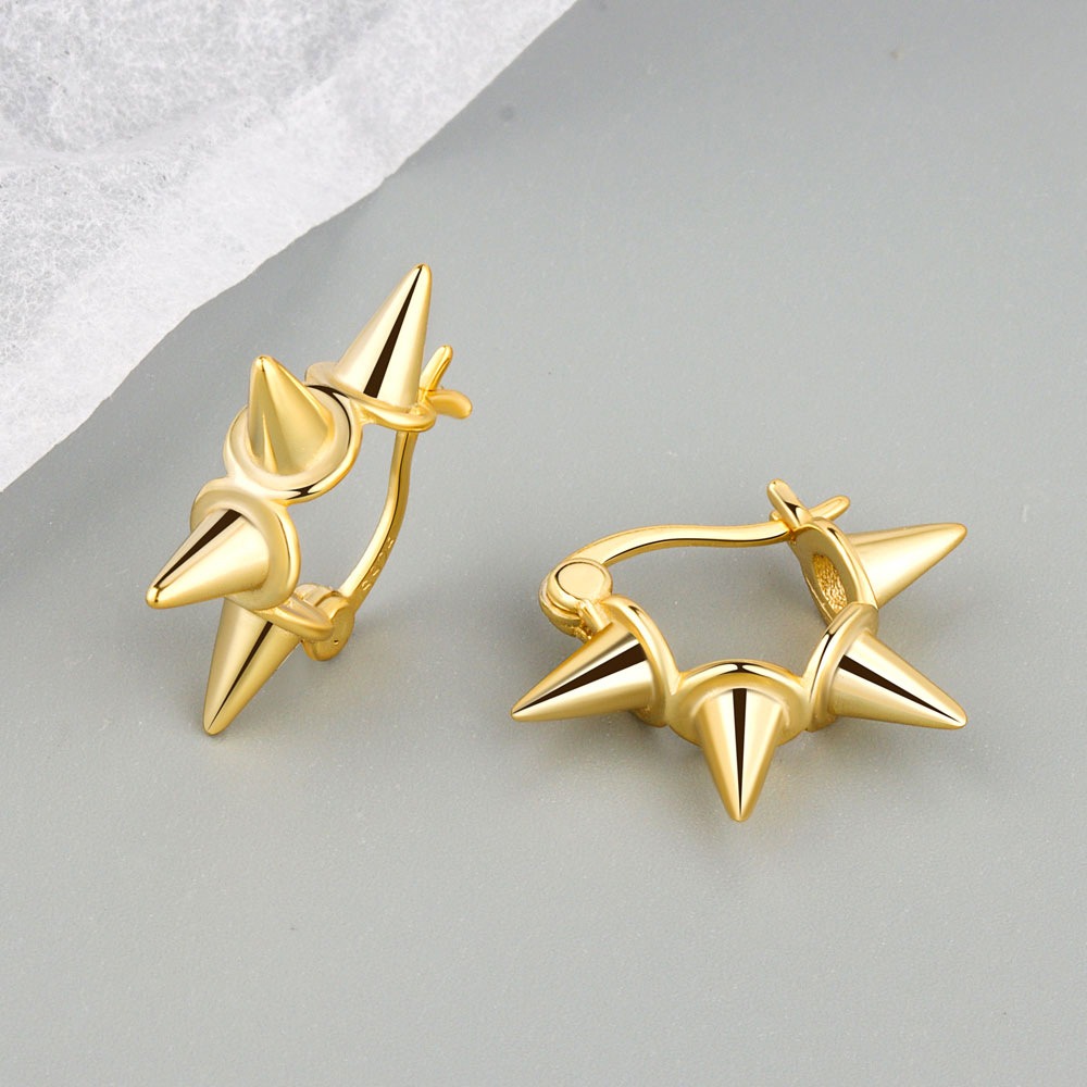 S925 sterling silver stud earrings geometric rivet earrings - Image 2