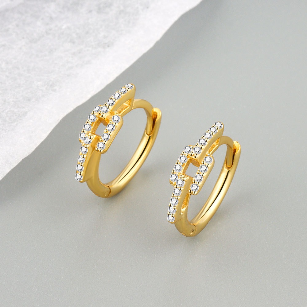 S925 sterling silver stud earrings with diamonds - Image 2