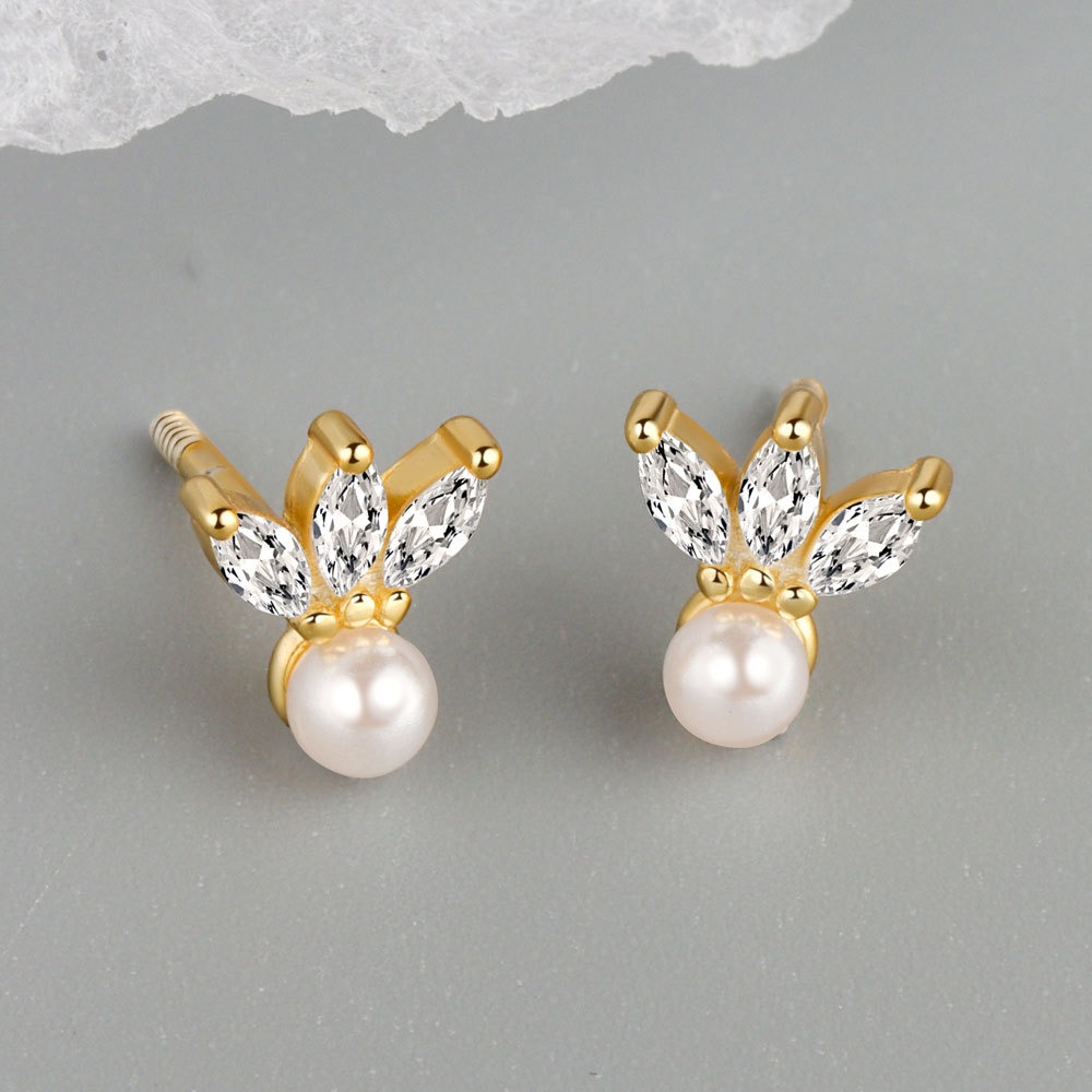 S925 sterling silver stud earrings marquise rabbit earrings - Image 2
