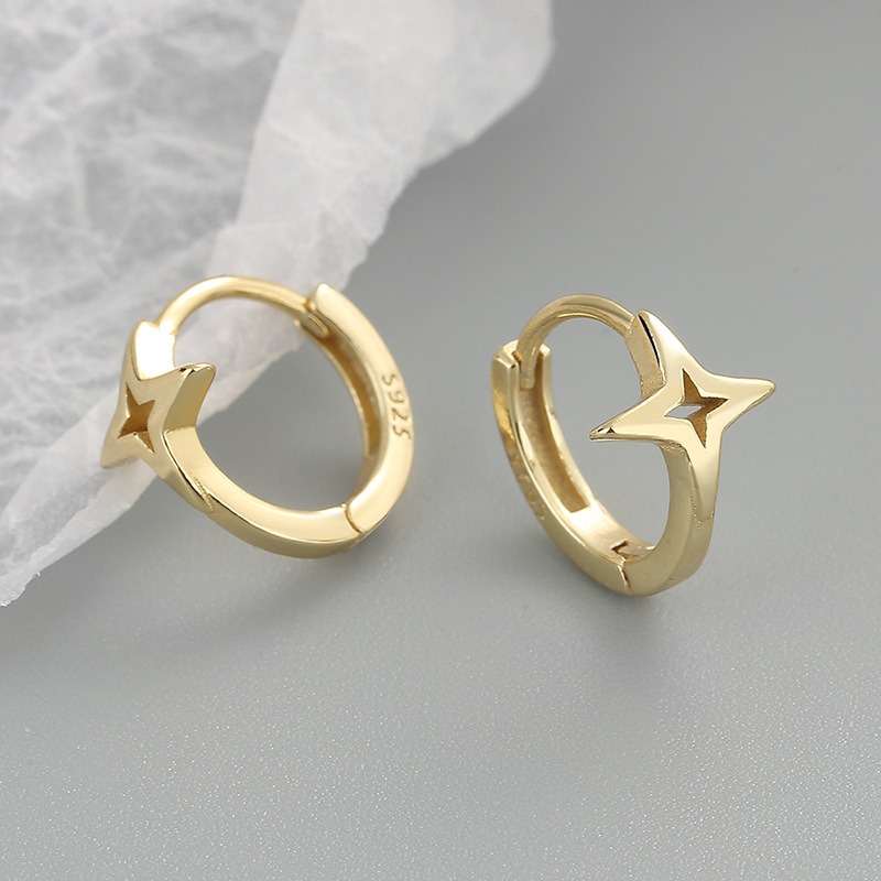 S925 sterling silver stud earrings star bare body circle earrings - Image 2