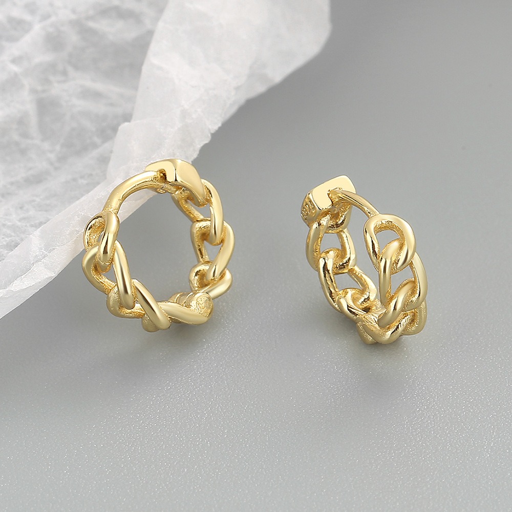 S925 sterling silver stud earrings twist circle earrings - Image 2