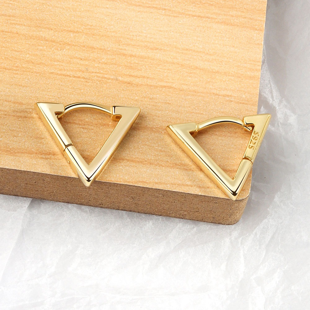 S925 sterling silver stud earrings triangle earrings - Image 3