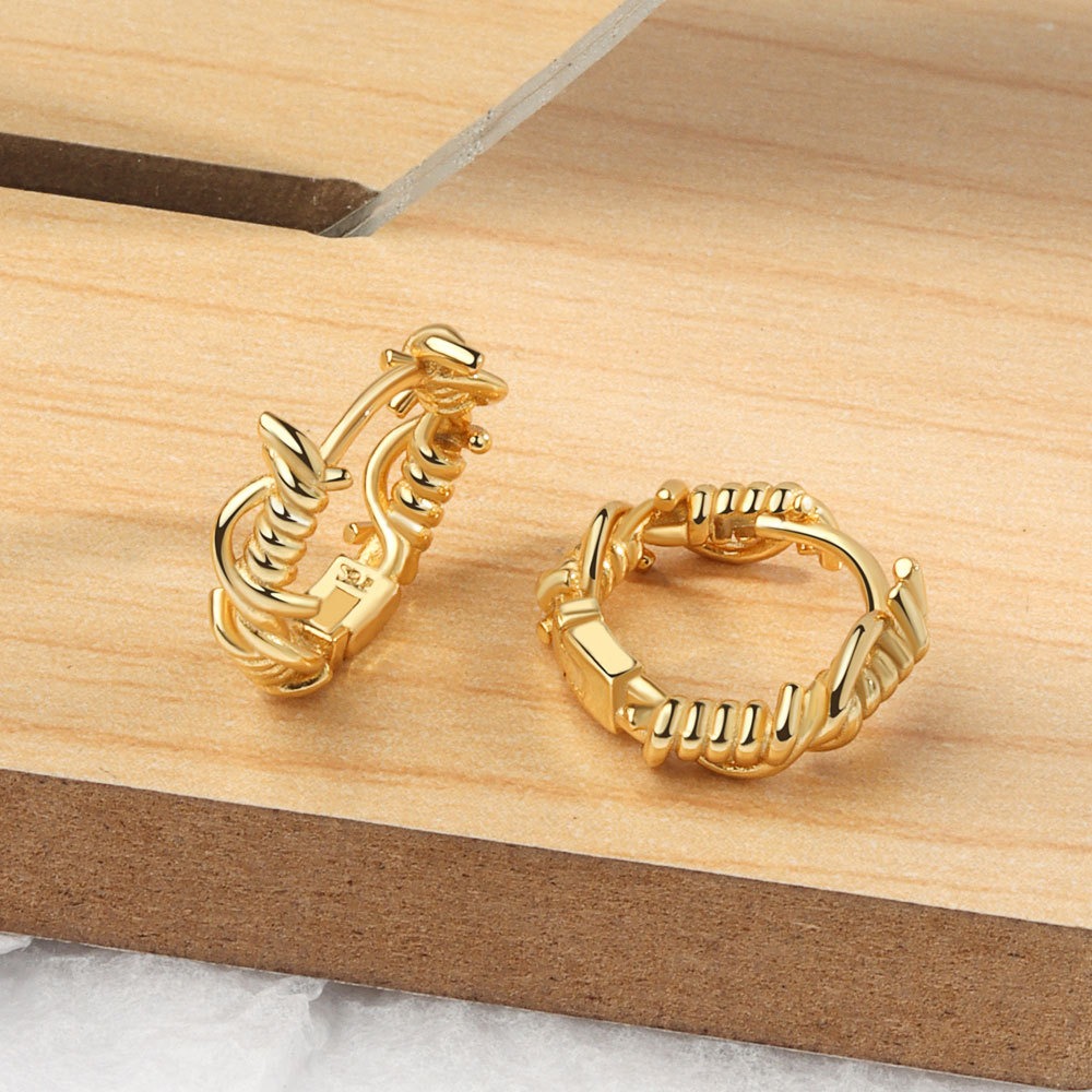 S925 sterling silver stud earrings knotted earrings - Image 2