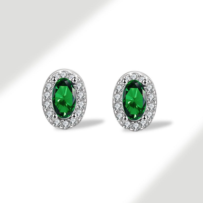 S925 sterling silver stud earrings 12th birthday oval zircon earrings - Image 6