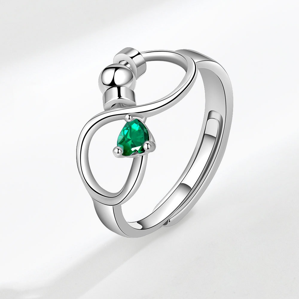 S925 sterling silver ring opening adjustable rotation 12th birthday women's ring - Image 6