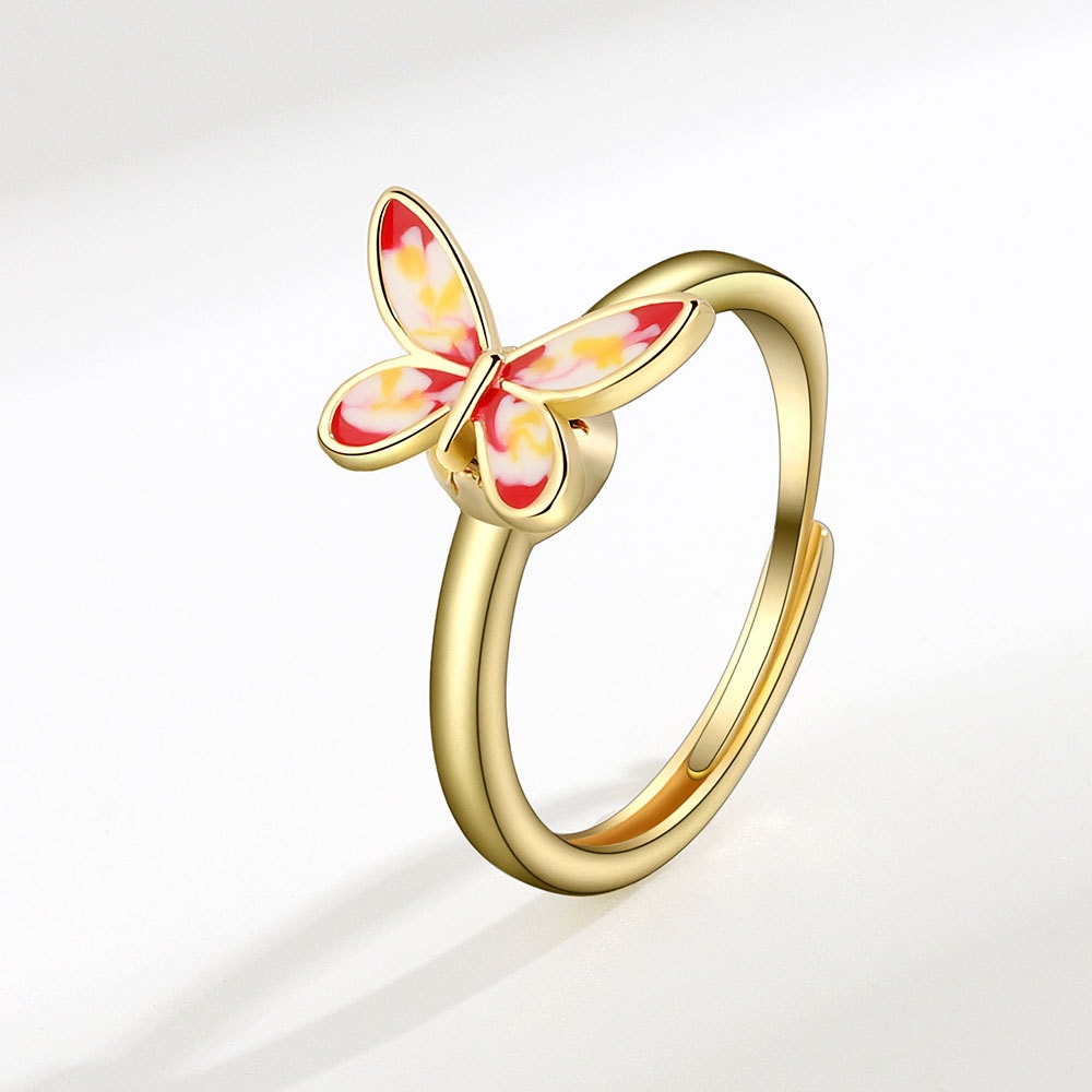 S925 sterling silver ring opening adjustable rotating butterfly ring for women - Image 2