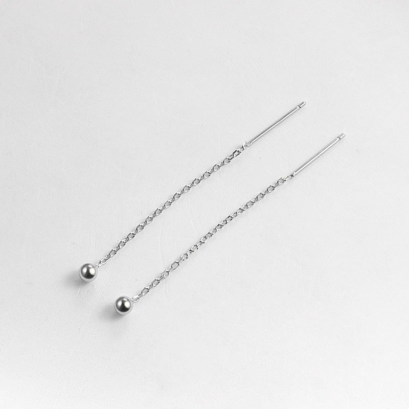 S925 sterling silver stud earrings beaded ear cord - Image 3