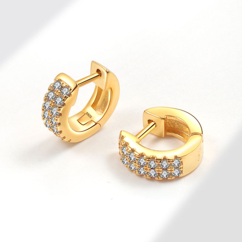 S925 sterling silver stud earrings round zircon earrings - Image 2