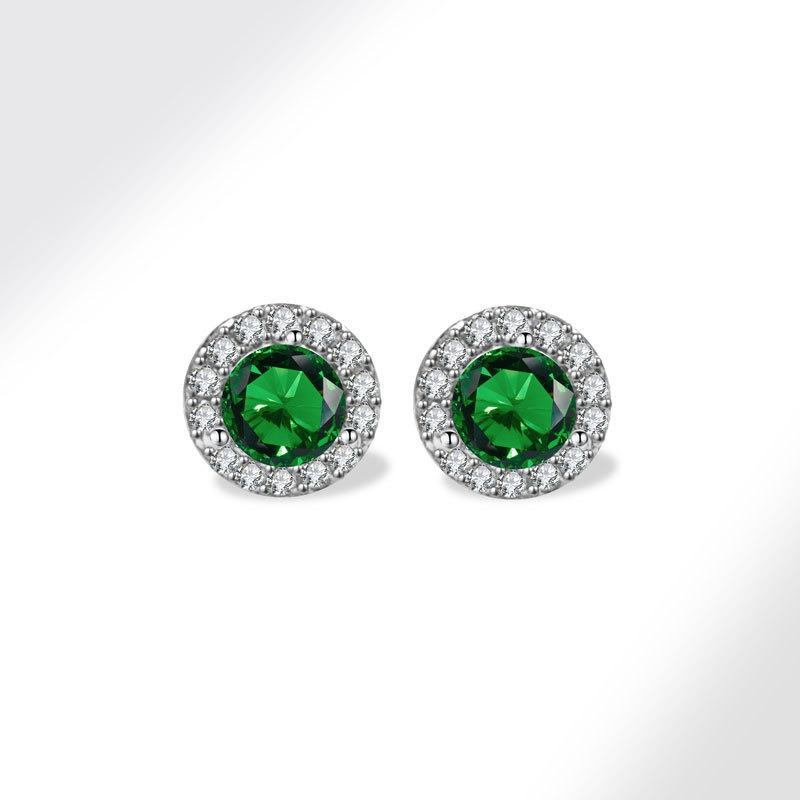 925 sterling silver stud earrings colored zircon twelve birthstone round earrings - Image 6