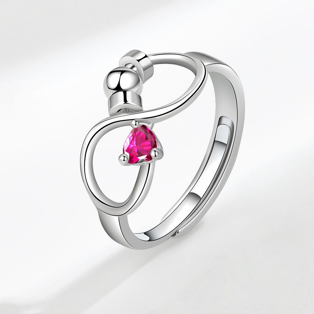 S925 sterling silver ring opening adjustable rotation 12th birthday women's ring - Image 8