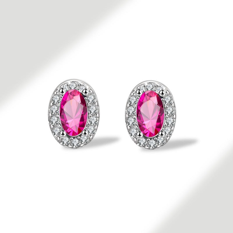 S925 sterling silver stud earrings 12th birthday oval zircon earrings - Image 8