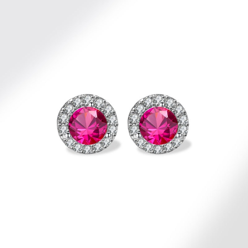 925 sterling silver stud earrings colored zircon twelve birthstone round earrings - Image 8