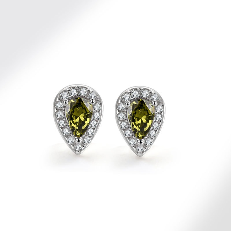 S925 sterling silver stud earrings pear-shaped zircon earrings - Image 9