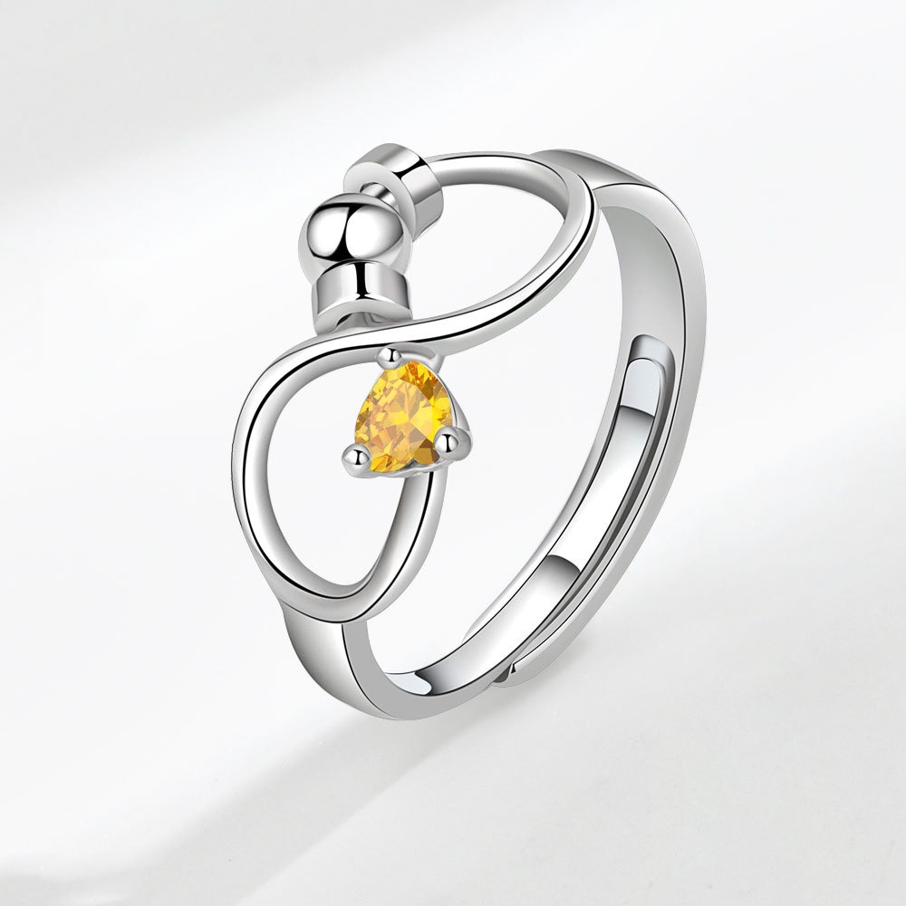 S925 sterling silver ring opening adjustable rotation 12th birthday women's ring - Image 9