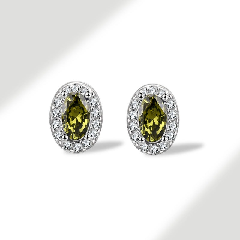 S925 sterling silver stud earrings 12th birthday oval zircon earrings - Image 9