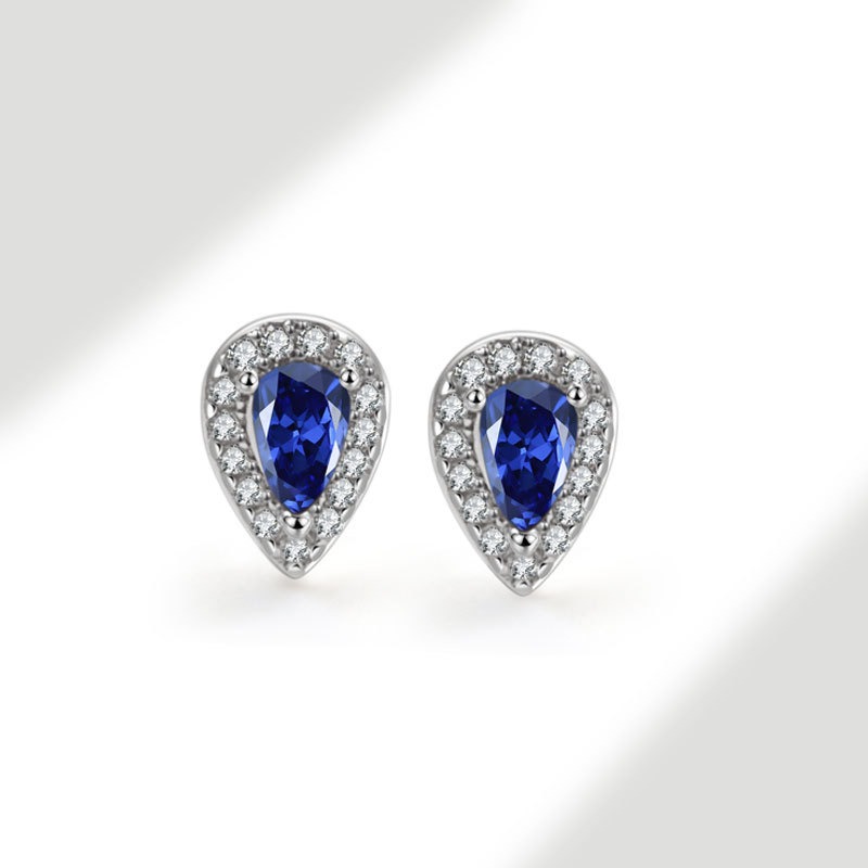 S925 sterling silver stud earrings pear-shaped zircon earrings - Image 10