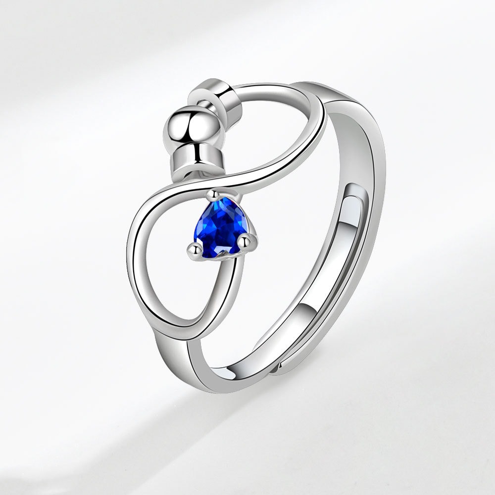 S925 sterling silver ring opening adjustable rotation 12th birthday women's ring - Image 10