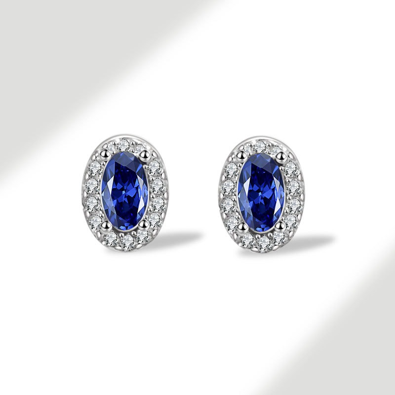 S925 sterling silver stud earrings 12th birthday oval zircon earrings - Image 10