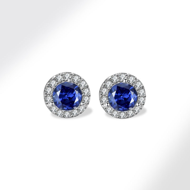 925 sterling silver stud earrings colored zircon twelve birthstone round earrings - Image 10