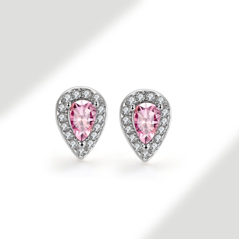 S925 sterling silver stud earrings pear-shaped zircon earrings - Image 11