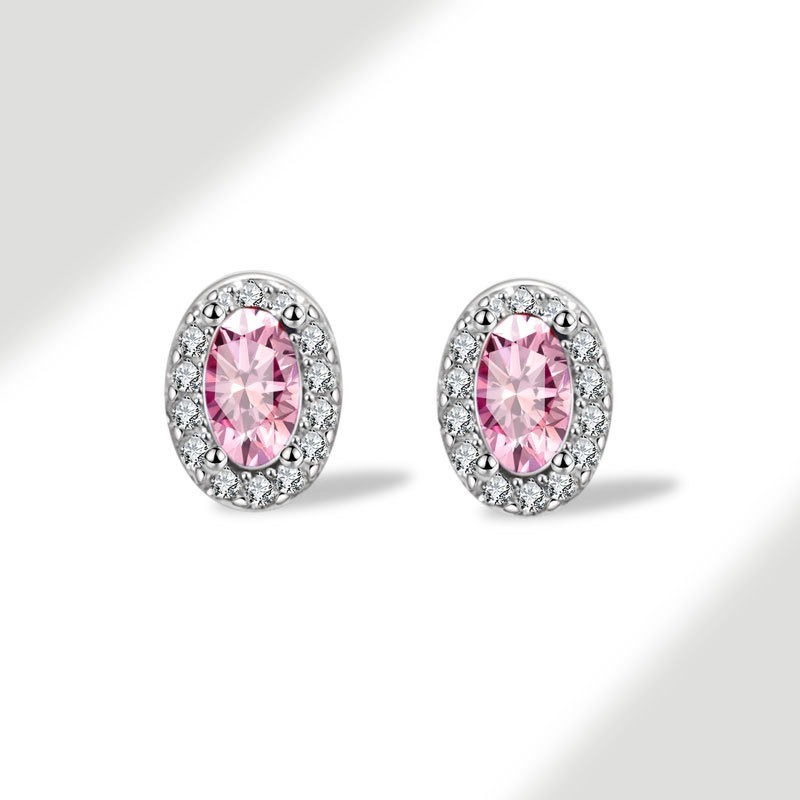 S925 sterling silver stud earrings 12th birthday oval zircon earrings - Image 11