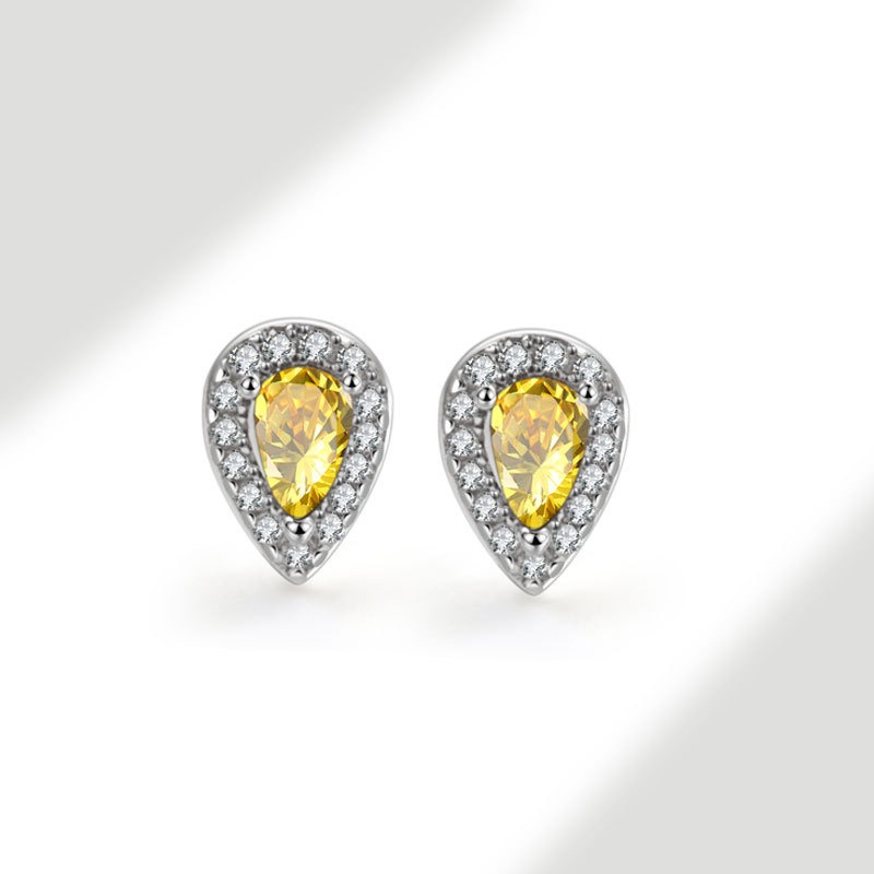 S925 sterling silver stud earrings pear-shaped zircon earrings - Image 12