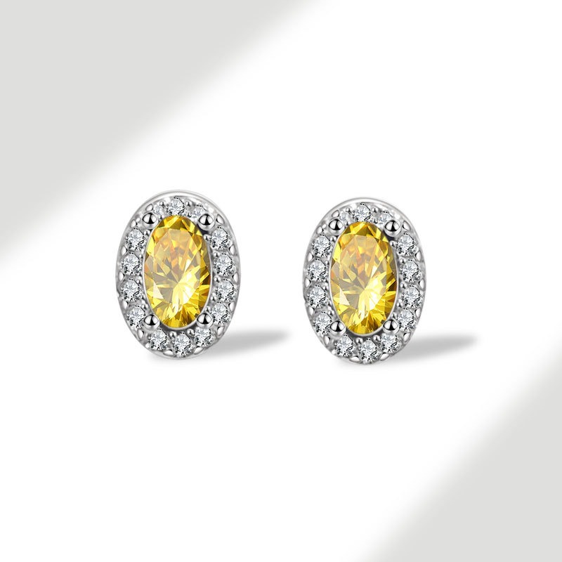 S925 sterling silver stud earrings 12th birthday oval zircon earrings - Image 12