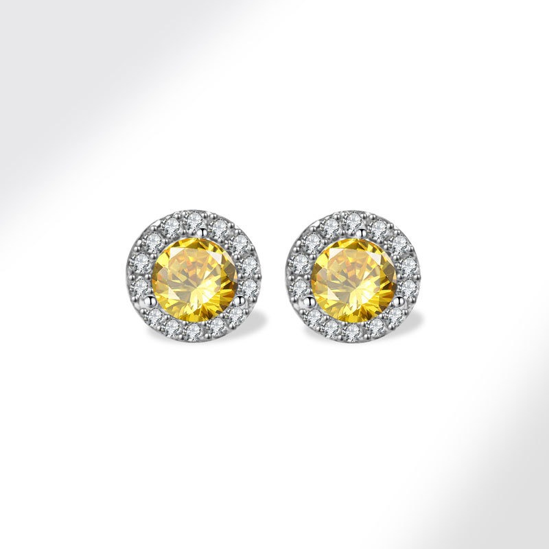 925 sterling silver stud earrings colored zircon twelve birthstone round earrings - Image 12