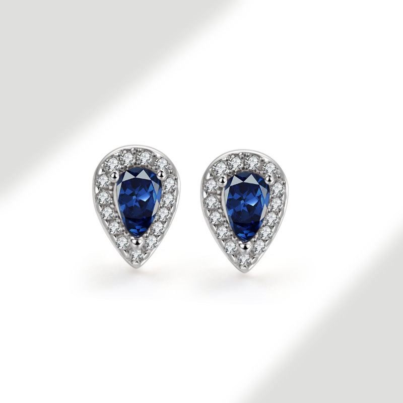 S925 sterling silver stud earrings pear-shaped zircon earrings - Image 13