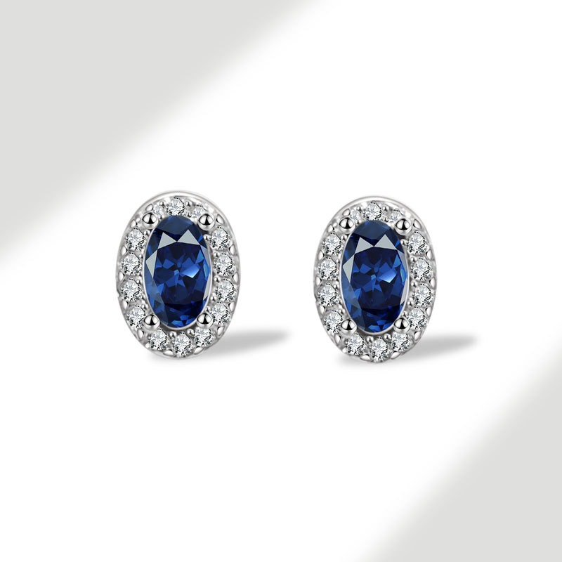 S925 sterling silver stud earrings 12th birthday oval zircon earrings - Image 13