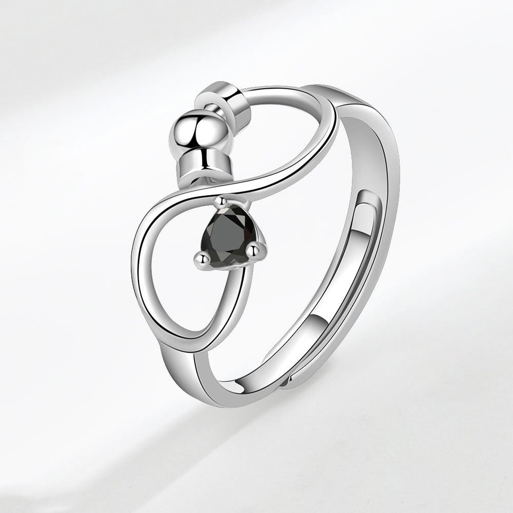 S925 sterling silver ring opening adjustable rotation 12th birthday women's ring - Image 13