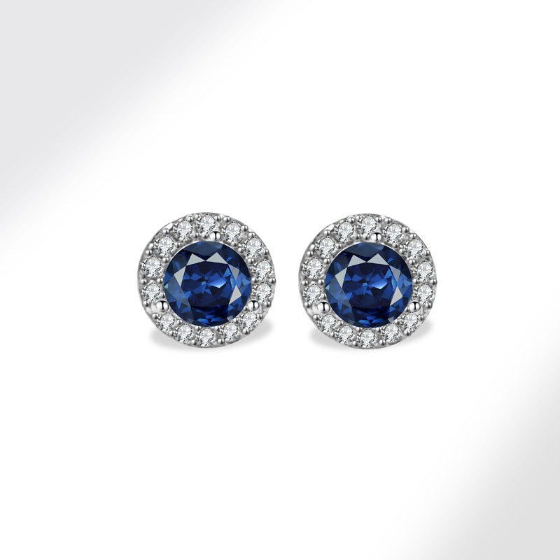 925 sterling silver stud earrings colored zircon twelve birthstone round earrings - Image 13