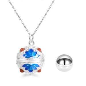 Cremation Jewelry Urn Necklace for Ashes with Hollow Mini Ball Keepsake Urn Flower Ball Memorial Locket Pendant Memorial Jewelry