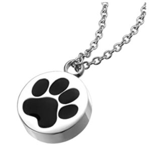 Cremation jewelry, stainless steel chain necklace, detachable dog and cat paw pendant, stainless steel commemorative ash pendant