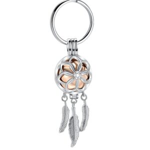 Cremation Jewelry Stainless Steel Urn Feather Tassel Hollow Keychain Cremation Aluminum Urn Memorial Pet/Human