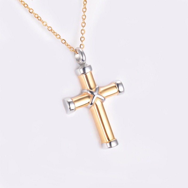 Stainless Steel Classic Cross Cremation Ashes Urn Necklace Keepsake Jewelry Ashes Memorial Pendant 22"Chain - Image 5