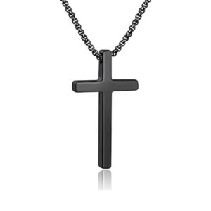 Cremation jewelry men's cross necklace silver black two-color cross necklace stainless steel cross pendant jewelry men's boy