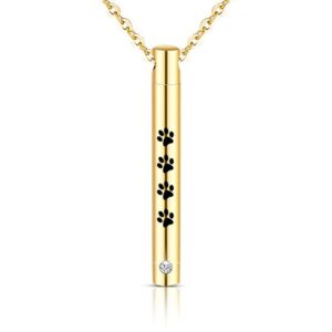 Cremation Urn Pendant Necklaces Ashes Memories Cylinder Cremation Keepsake Memorial Jewelry for dog Paw Prints Urn Necklace
