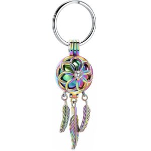 Stainless Steel Dream Catcher Key Ring Memorial Urn for Human Pet Ashes Keychain Feather Tassel Pendant Jewelry keepsake Gift
